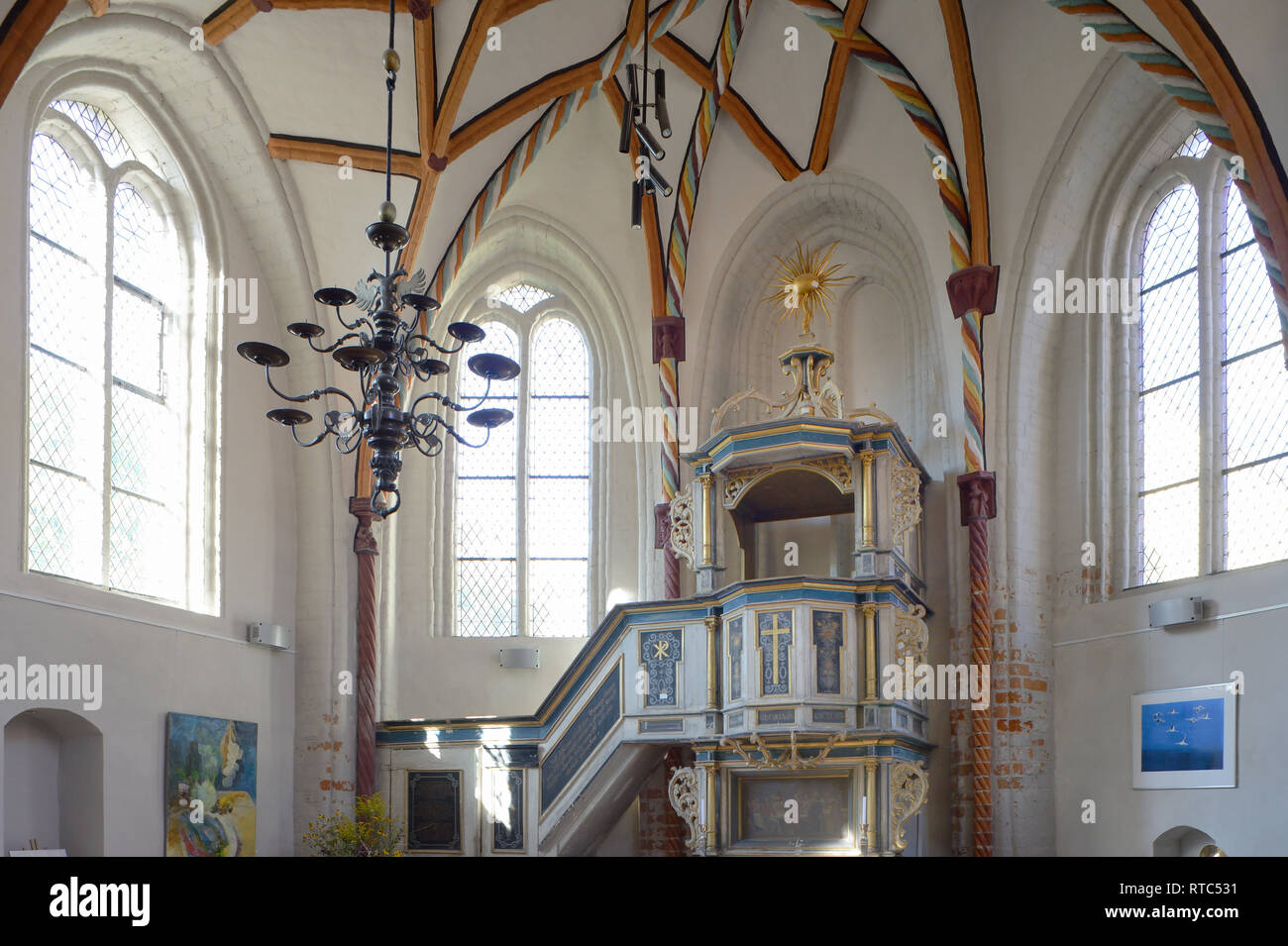 Cappella Siechenhauskapelle, pittoresca e incantevole Siechenstrasse street, Neuruppin, Brandeburgo, Germania, Europa Foto Stock