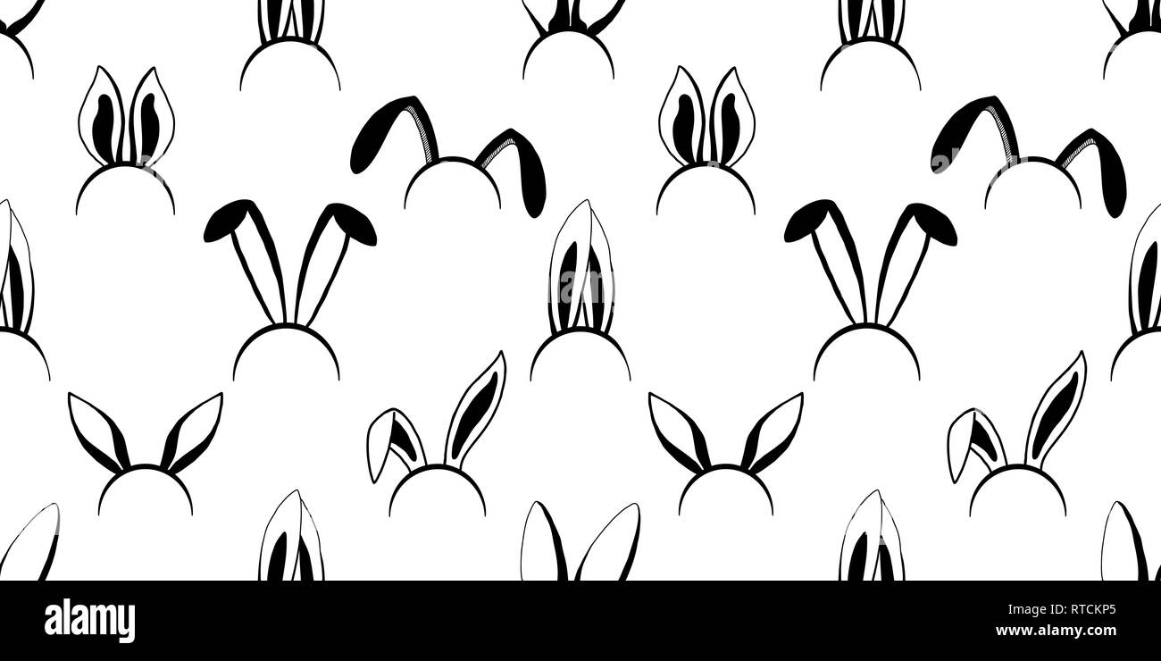 Modello senza cuciture con differenti orecchie di coniglio. Modello di pasqua Illustrazione Vettoriale