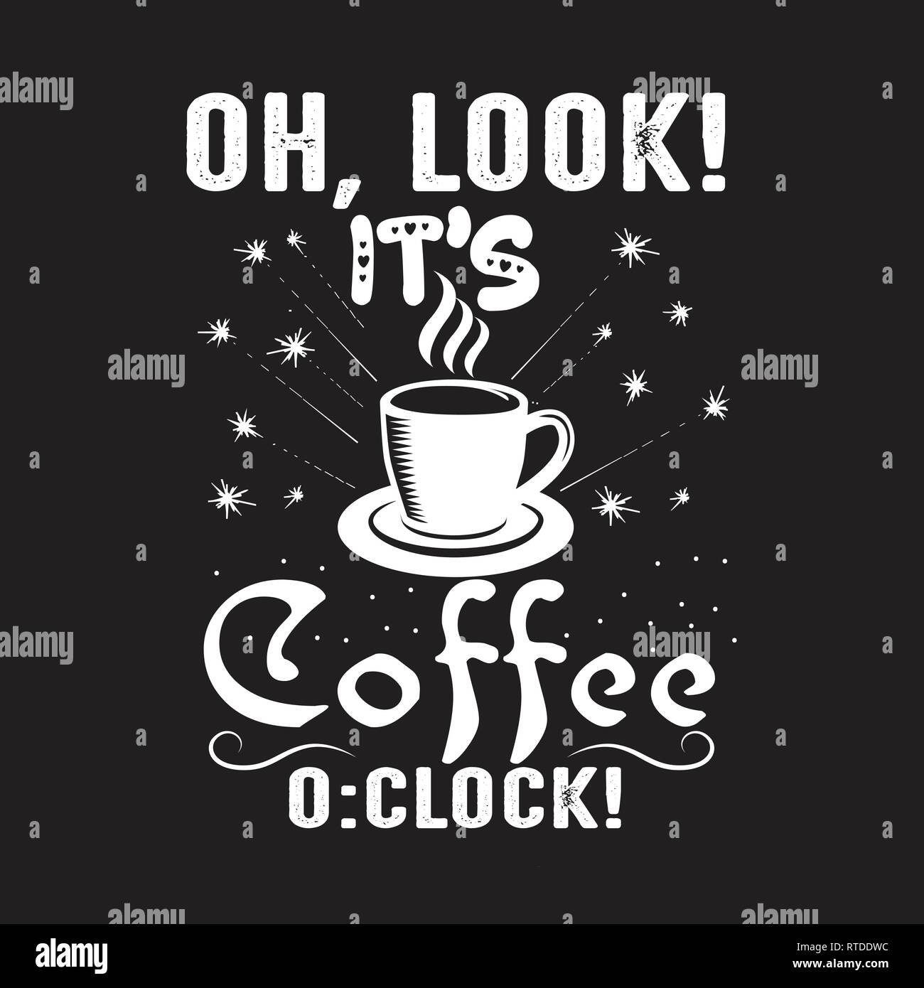 Preventivo di caffè. Oh, guarda che s coffee o orologio. Illustrazione Vettoriale