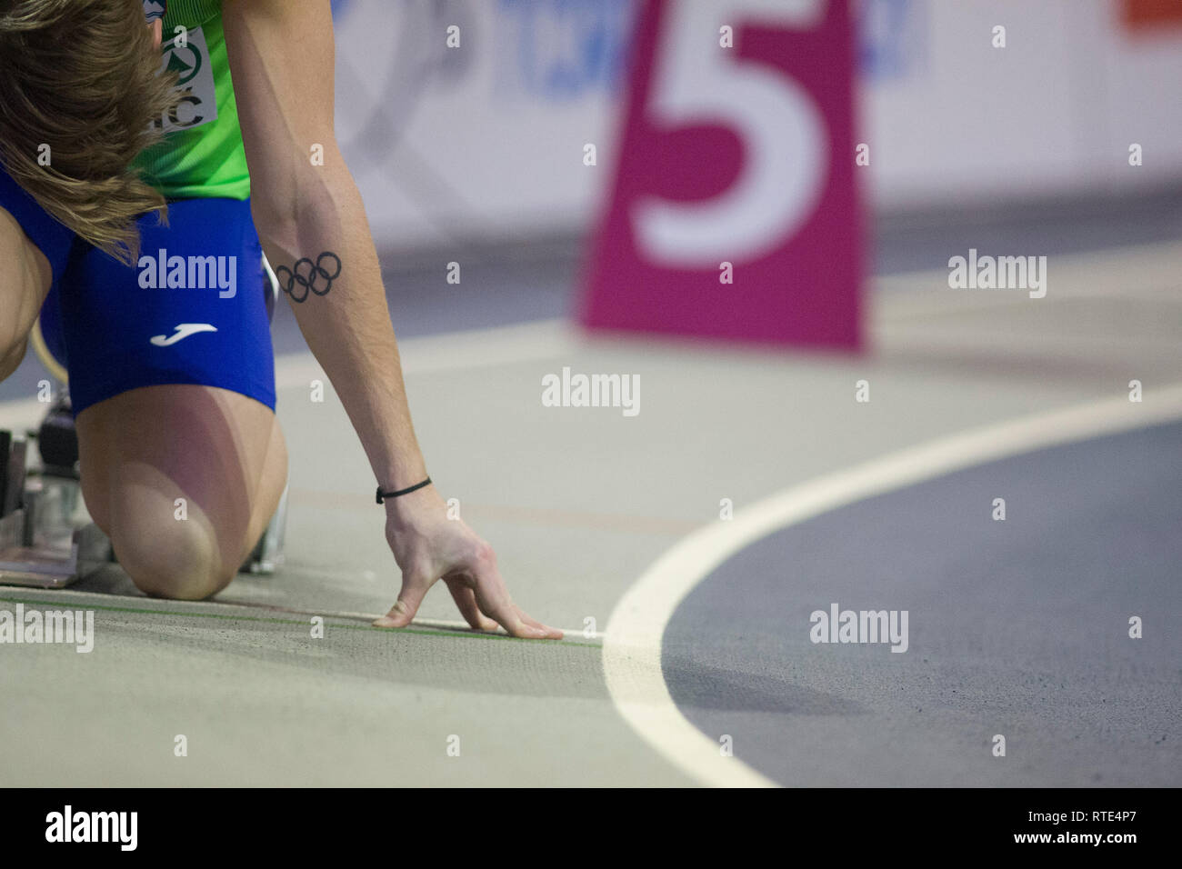 Glasgow, Regno Unito. 01 Mar, 2019. Glasgow, Scozia - 1 Marzo 2019: durante il giorno 1 dell'Europei Indoor di Atletica a Emirates Arena di Glasgow, Scozia. ( Credito: Scottish Borders Media/Alamy Live News Foto Stock