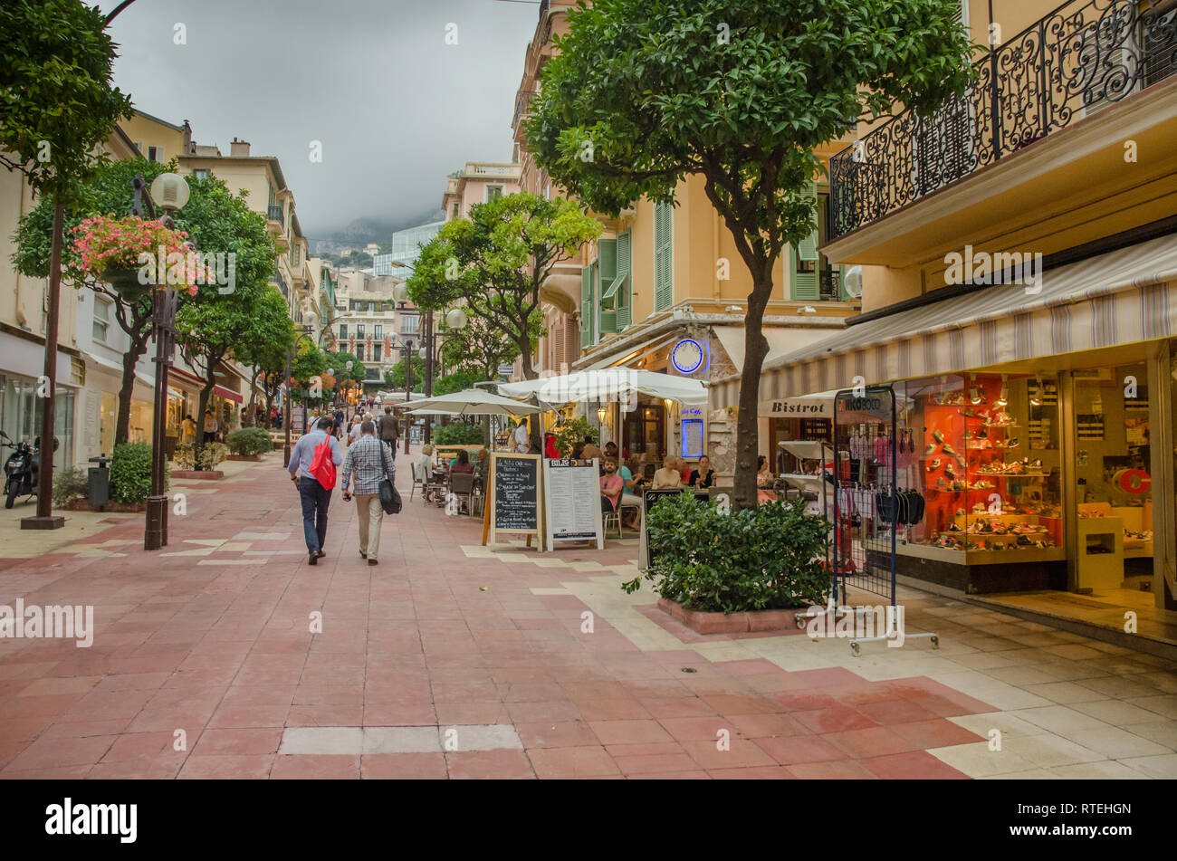 MONACO SEP 2018, la strada dello shopping di Monaco Foto Stock