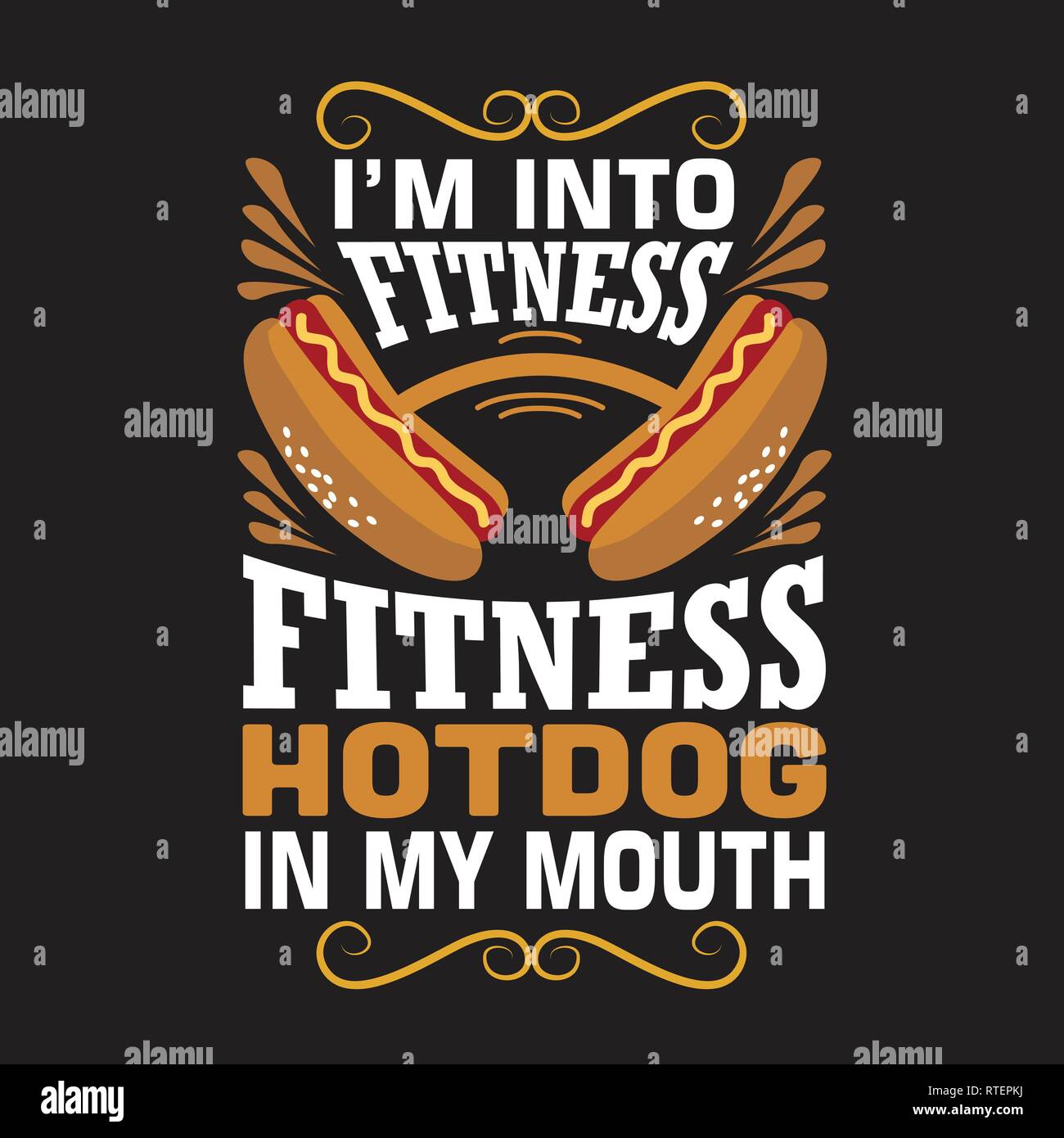 Hotdog preventivo. I m. in hotdog fitness nella mia bocca. Illustrazione Vettoriale