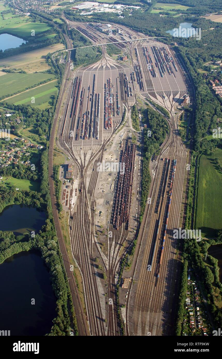 Vista aerea, via sistema, cantiere di smistamento Maschen, Bassa Sassonia, Germania Foto Stock
