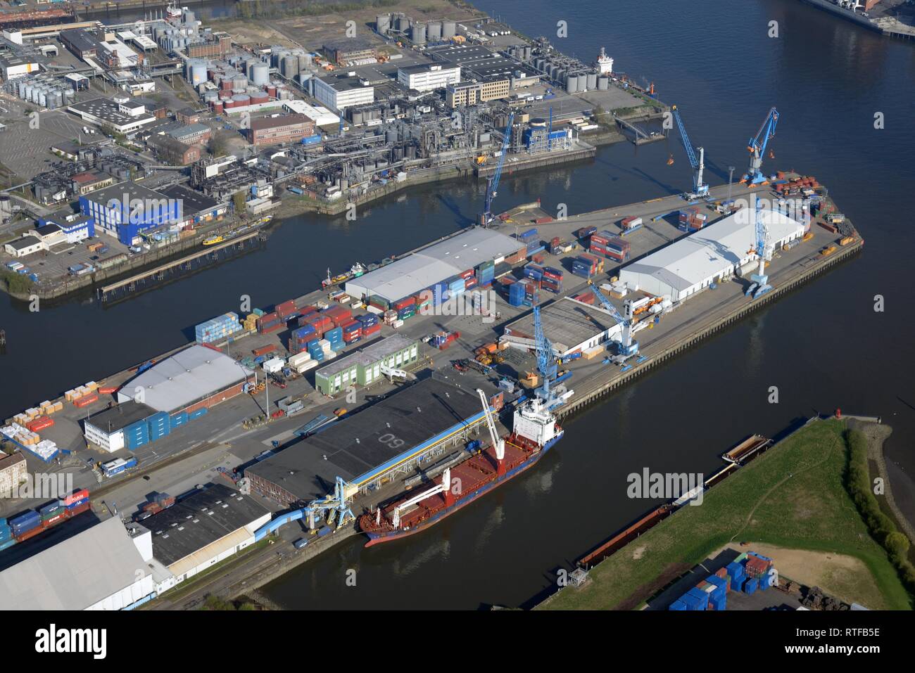 Vista aerea, via sassosa South-West Terminale, porto commerciale, Amburgo, Germania Foto Stock