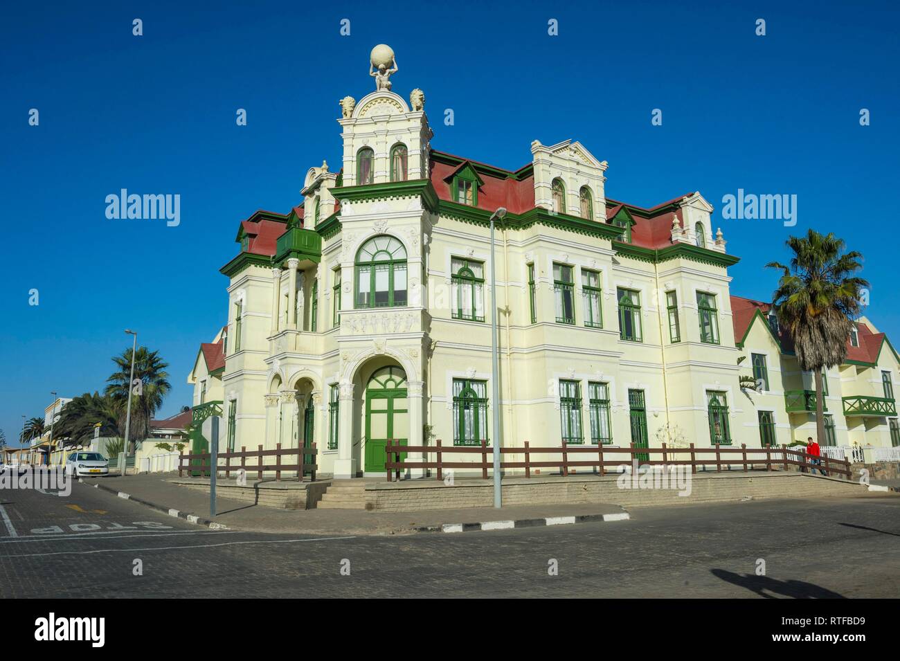 Casa Hohenzollern, Edificio coloniale, Swakopmund, Namibia Foto Stock