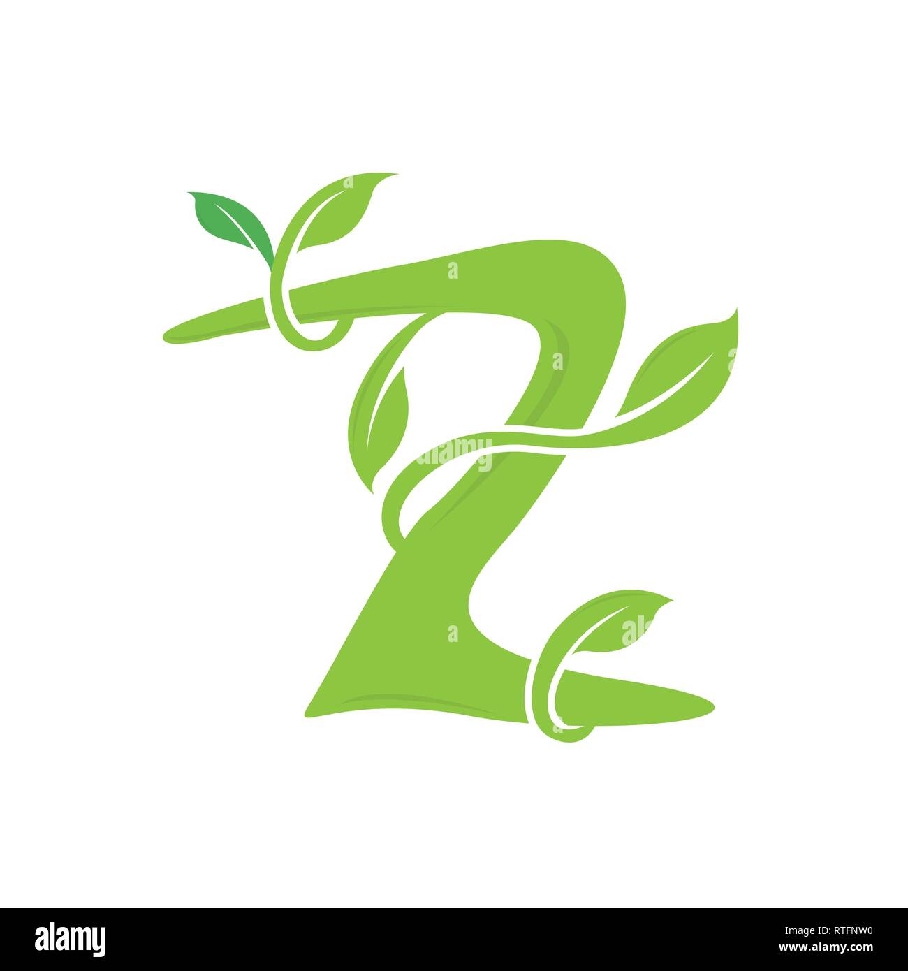 La lettera Z ecologia natura elemento icona vettore. Lettering vettore icona logo design Illustrazione Vettoriale