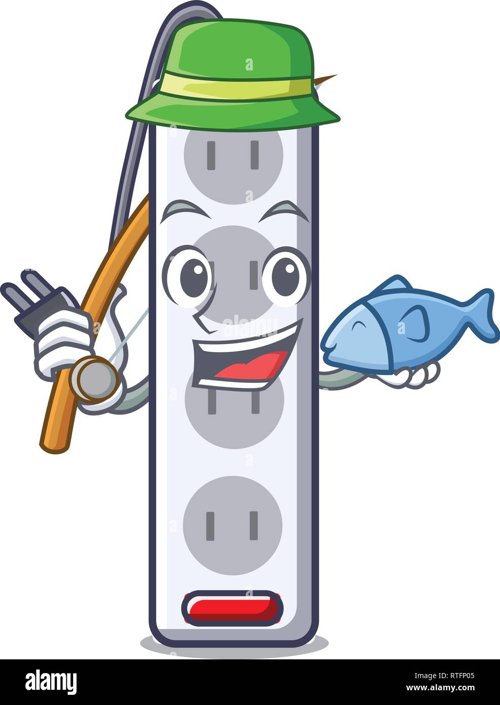 La pesca con alimentazione isolata striscia con la mascotte Illustrazione Vettoriale