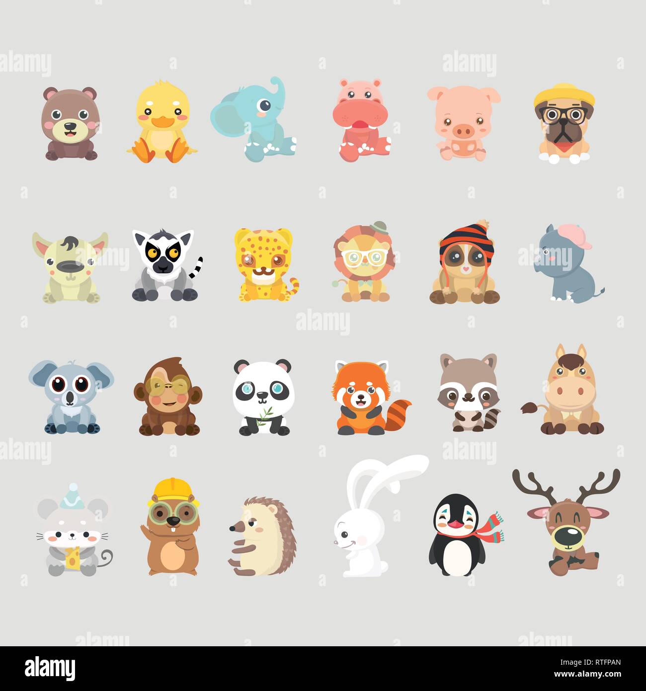 Carino di raccolta degli animali. Illustrazione Vettoriale