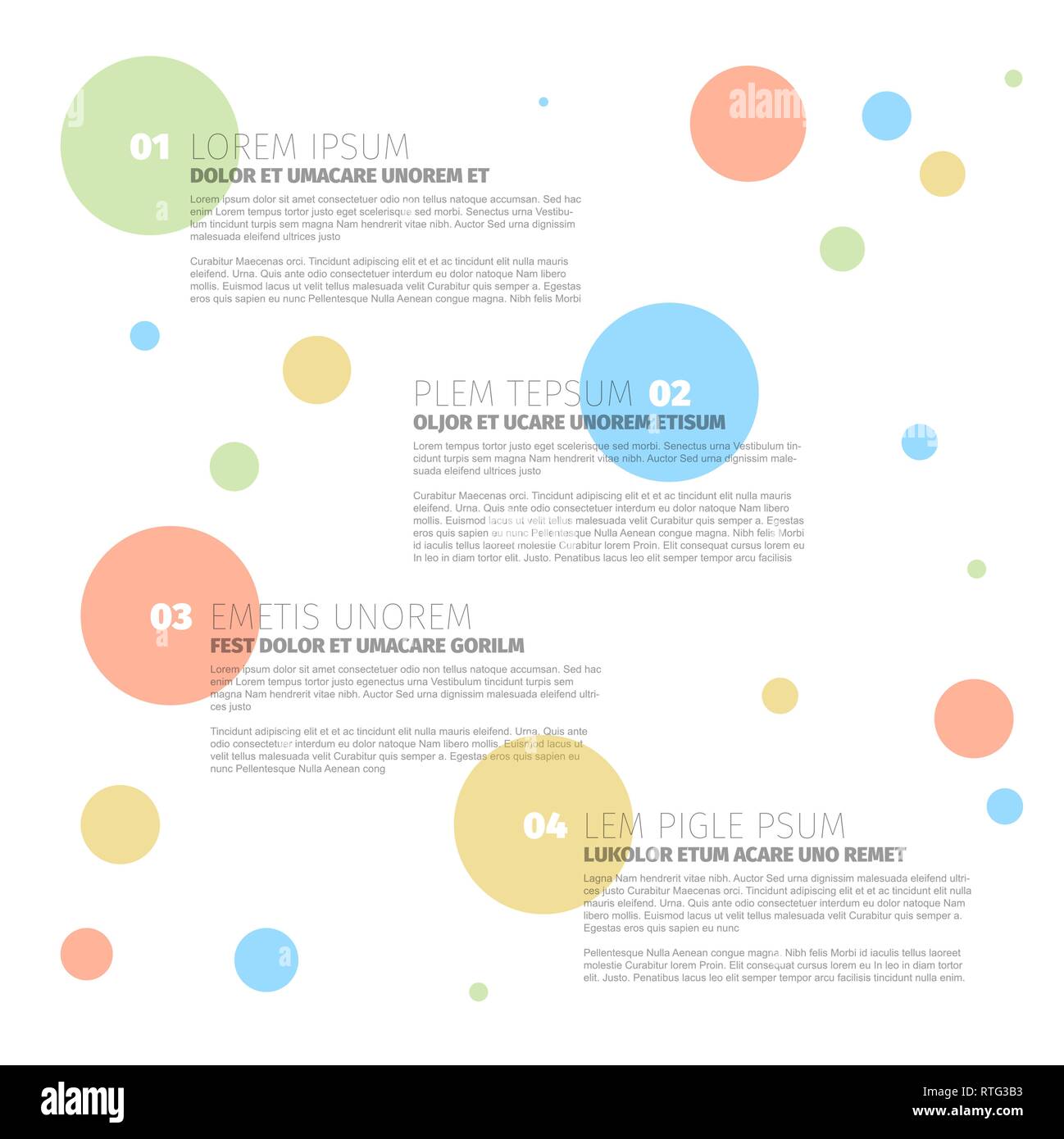 Vettore schema colorato con quattro fasi e circoli Illustrazione Vettoriale