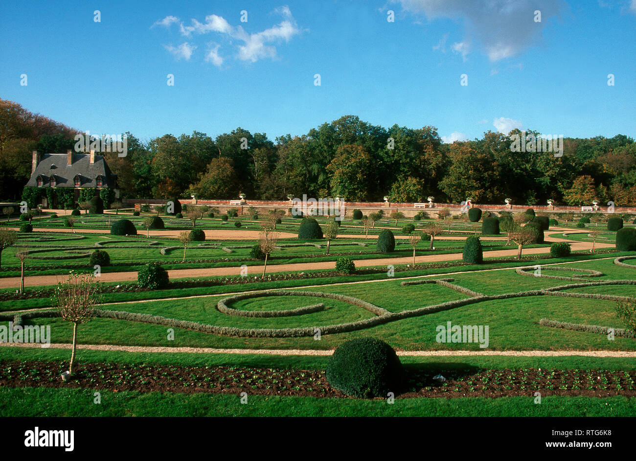 Castello di Chenonceaux, giardino, Valle della Loira, Francia Foto Stock