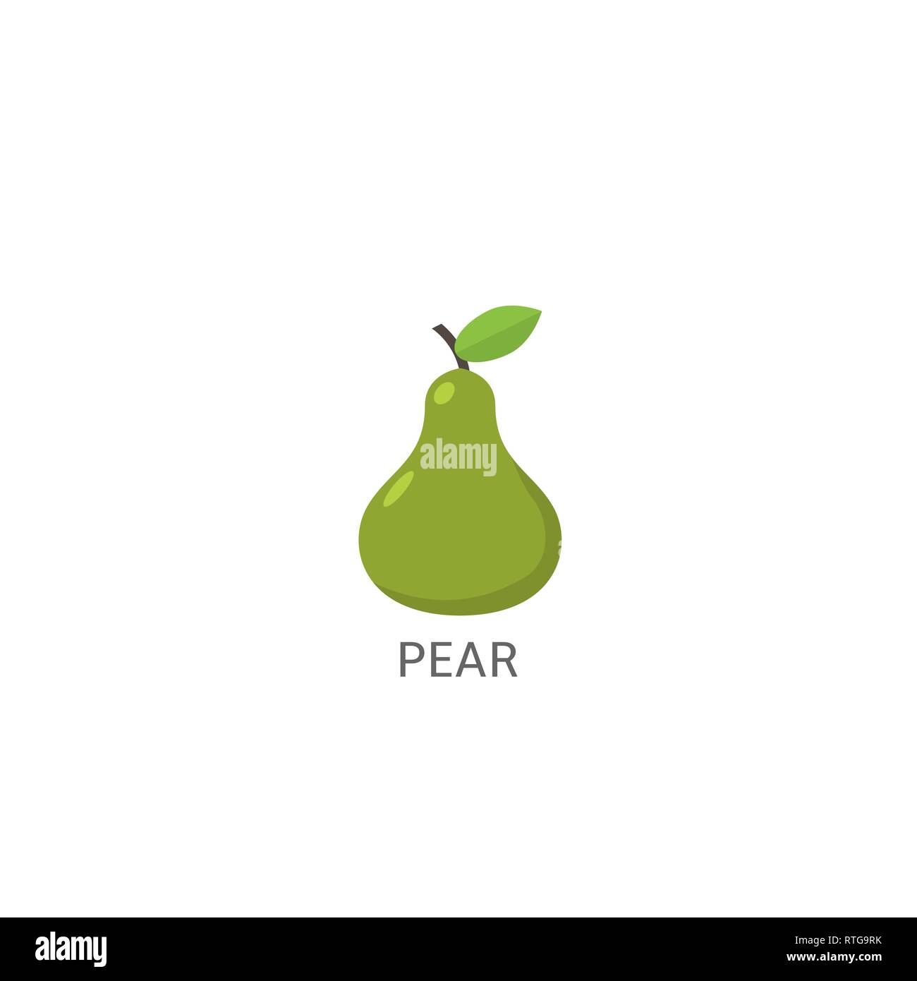 Pera. Pera verde su sfondo bianco illustrazione vettoriale Illustrazione Vettoriale