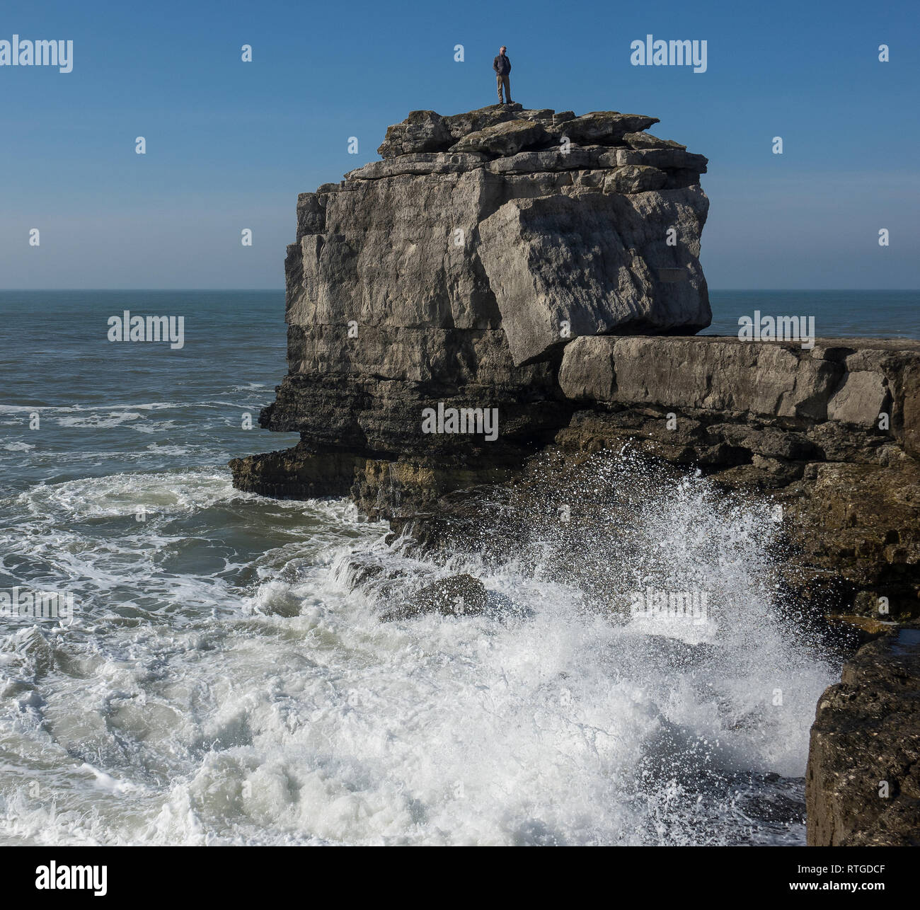 Inghilterra, Dorset, Portland Bill, pulpito rock Foto Stock