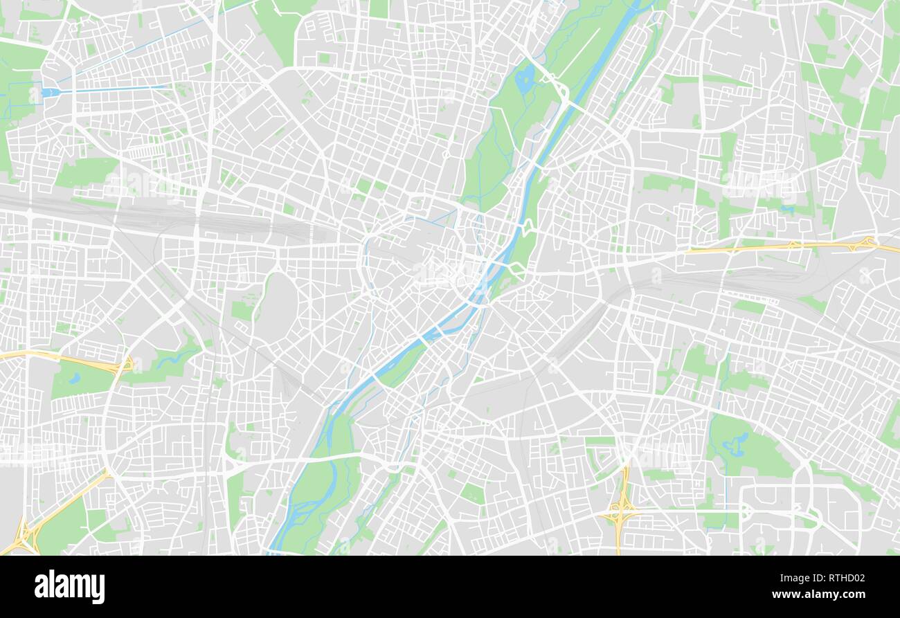 Monaco di Baviera, Germania stampabile cartina stradale in stile classico con colori di tutte le autostrade, strade e ferrovie. Utilizzare questa mappa per qualsiasi tipo di apparecchiatura digitale inf Illustrazione Vettoriale