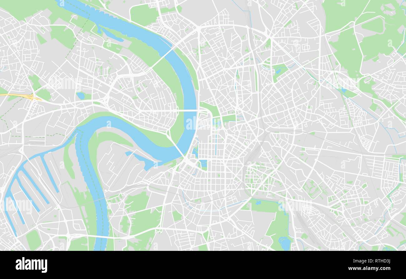 Dusseldorf, Germania stampabile cartina stradale in stile classico con colori di tutte le autostrade, strade e ferrovie. Utilizzare questa mappa per qualsiasi tipo di apparecchiatura digitale Illustrazione Vettoriale