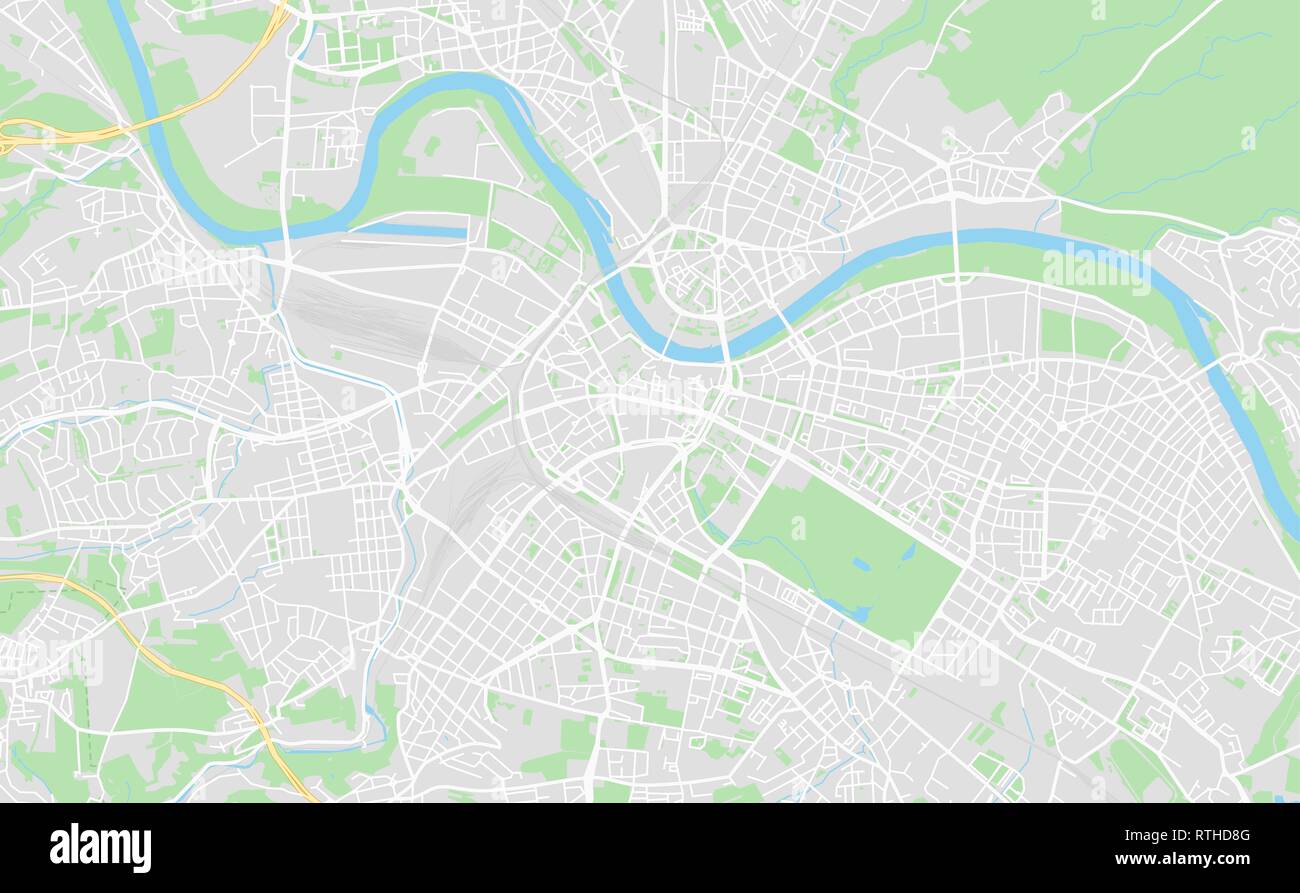 Dresden, Germania stampabile cartina stradale in stile classico con colori di tutte le autostrade, strade e ferrovie. Utilizzare questa mappa per qualsiasi tipo di digital in Illustrazione Vettoriale