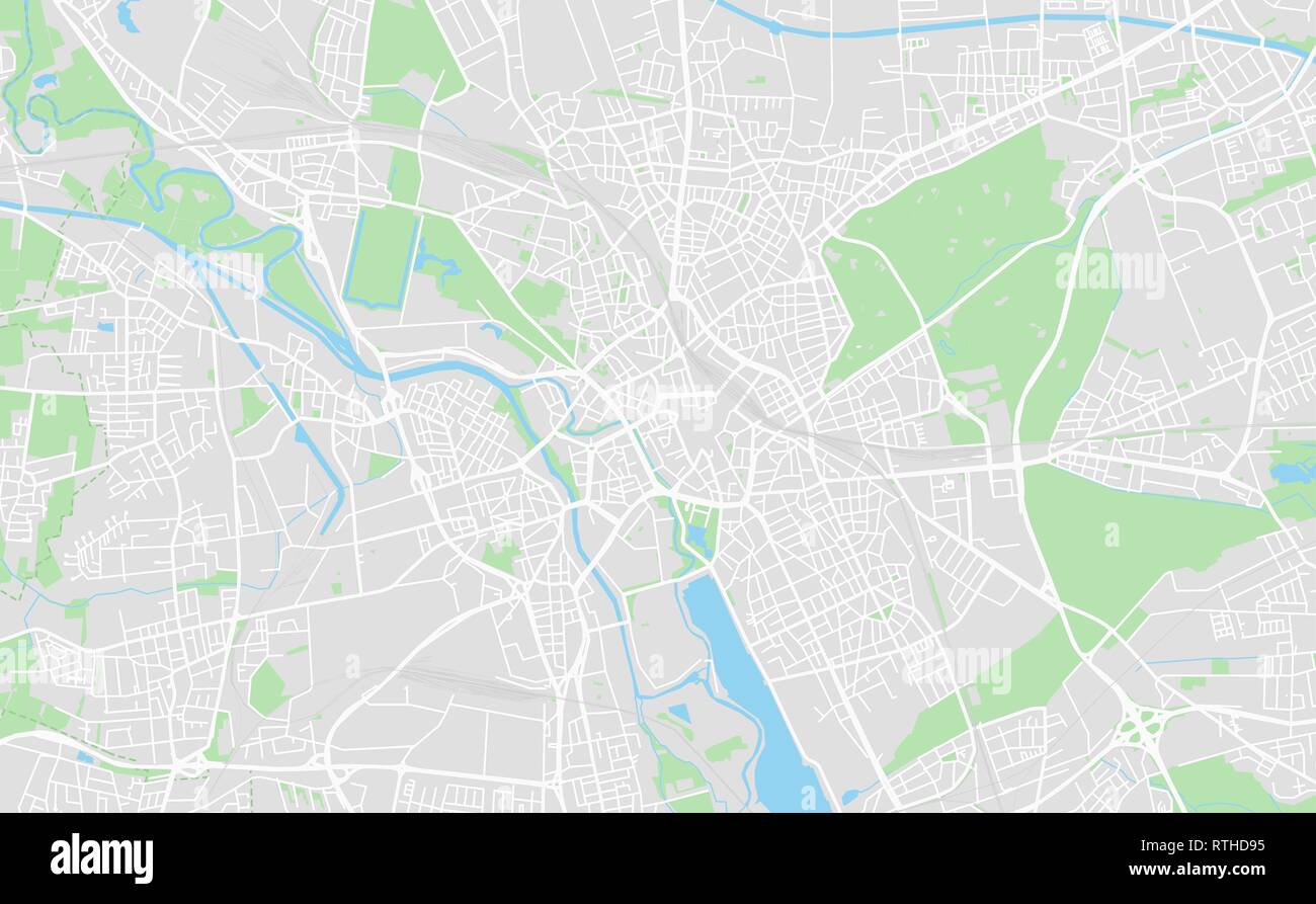 Hannover, Germania stampabile cartina stradale in stile classico con colori di tutte le autostrade, strade e ferrovie. Utilizzare questa mappa per qualsiasi tipo di digital in Illustrazione Vettoriale