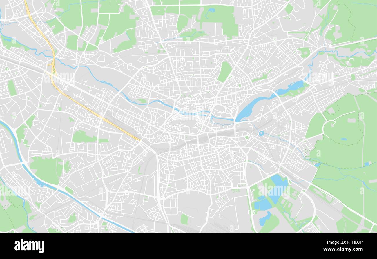 Norimberga, Germania stampabile cartina stradale in stile classico con colori di tutte le autostrade, strade e ferrovie. Utilizzare questa mappa per qualsiasi tipo di apparecchiatura digitale Illustrazione Vettoriale