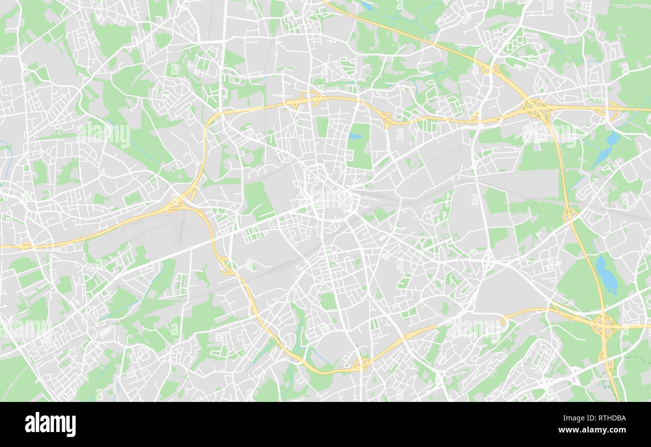 Bochum, Germania stampabile cartina stradale in stile classico con colori di tutte le autostrade, strade e ferrovie. Utilizzare questa mappa per qualsiasi tipo di apparecchiatura digitale inf Illustrazione Vettoriale