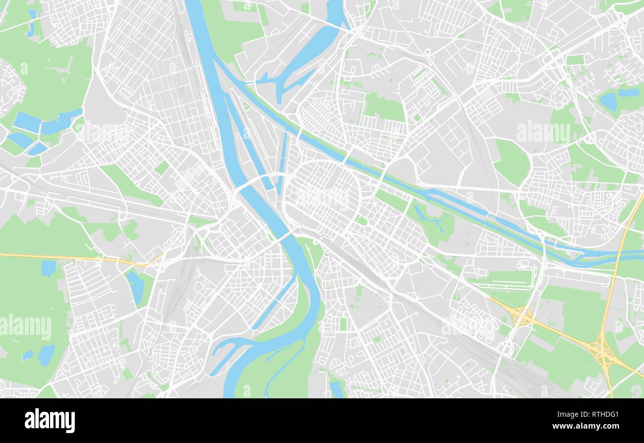 Mannheim, Germania stampabile cartina stradale in stile classico con colori di tutte le autostrade, strade e ferrovie. Utilizzare questa mappa per qualsiasi tipo di digitale i Illustrazione Vettoriale