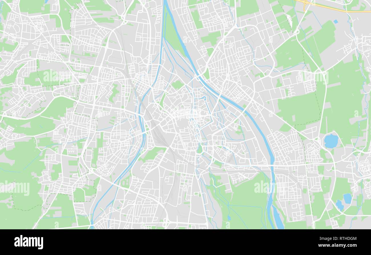 Augsburg, Germania stampabile cartina stradale in stile classico con colori di tutte le autostrade, strade e ferrovie. Utilizzare questa mappa per qualsiasi tipo di digitale i Illustrazione Vettoriale
