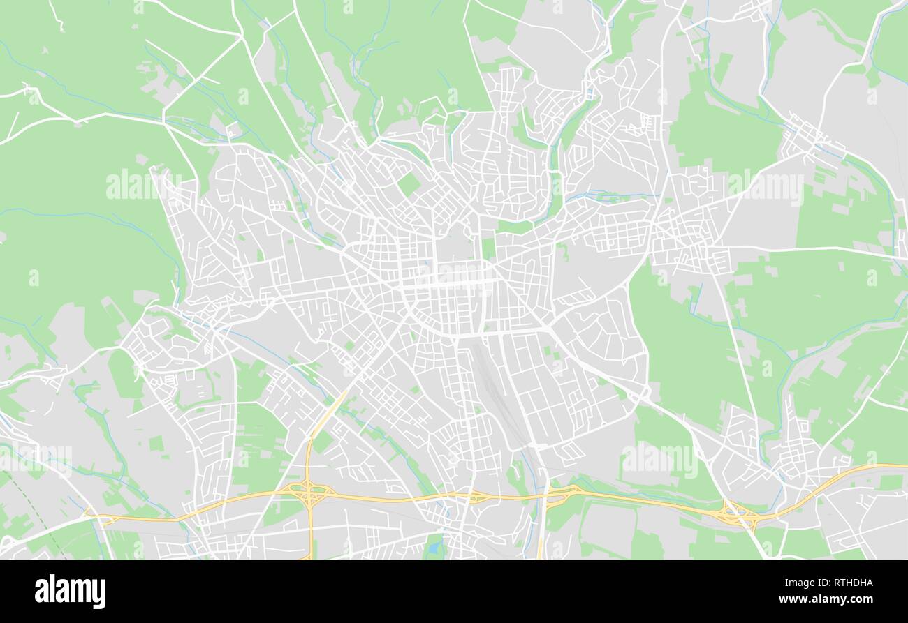 Wiesbaden, Germania stampabile cartina stradale in stile classico con colori di tutte le autostrade, strade e ferrovie. Utilizzare questa mappa per qualsiasi tipo di apparecchiatura digitale Illustrazione Vettoriale
