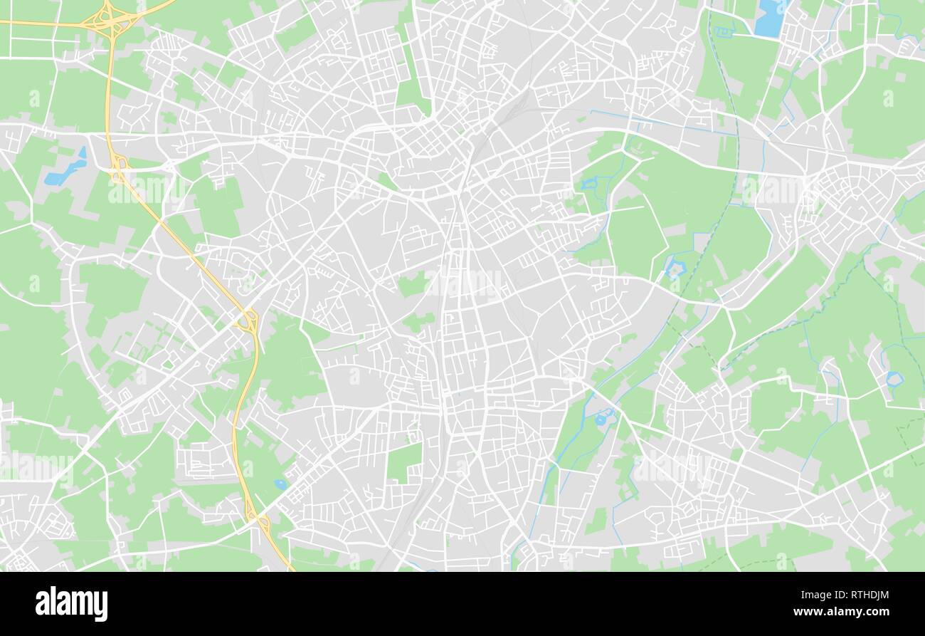 Moenchengladbach, Germania stampabile cartina stradale in stile classico con colori di tutte le autostrade, strade e ferrovie. Utilizzare questa mappa per qualsiasi tipo di d Illustrazione Vettoriale