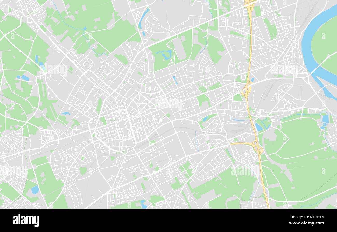 Krefeld, Germania stampabile cartina stradale in stile classico con colori di tutte le autostrade, strade e ferrovie. Utilizzare questa mappa per qualsiasi tipo di digital in Illustrazione Vettoriale