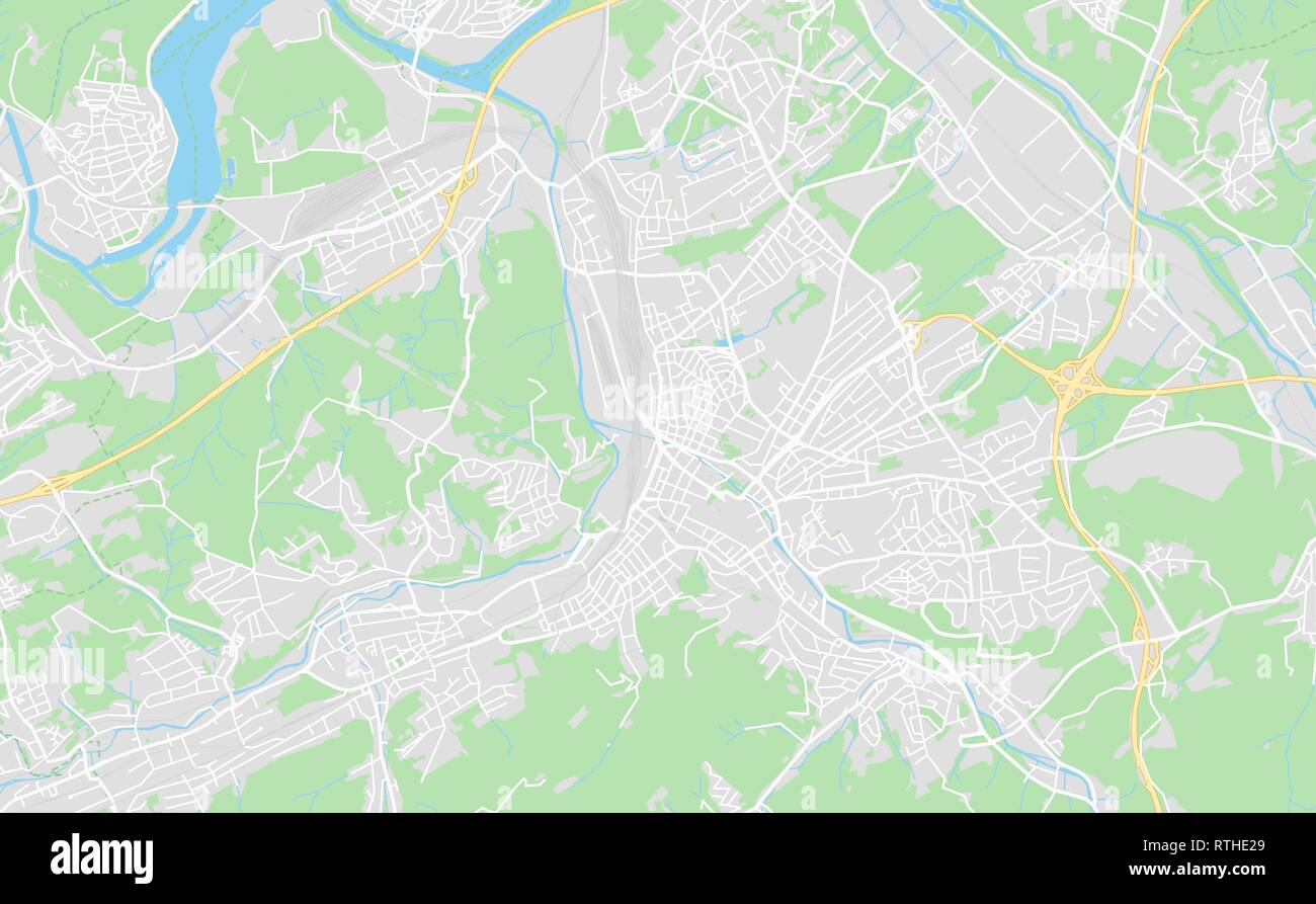 Hagen, Germania stampabile cartina stradale in stile classico con colori di tutte le autostrade, strade e ferrovie. Utilizzare questa mappa per qualsiasi tipo di informazioni digitali Illustrazione Vettoriale