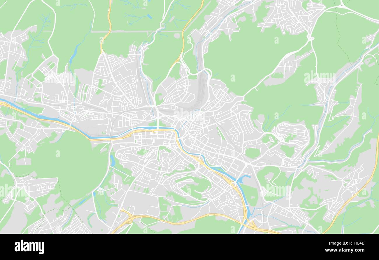 Saarbrucken, Germania stampabile cartina stradale in stile classico con colori di tutte le autostrade, strade e ferrovie. Utilizzare questa mappa per qualsiasi tipo di digita Illustrazione Vettoriale
