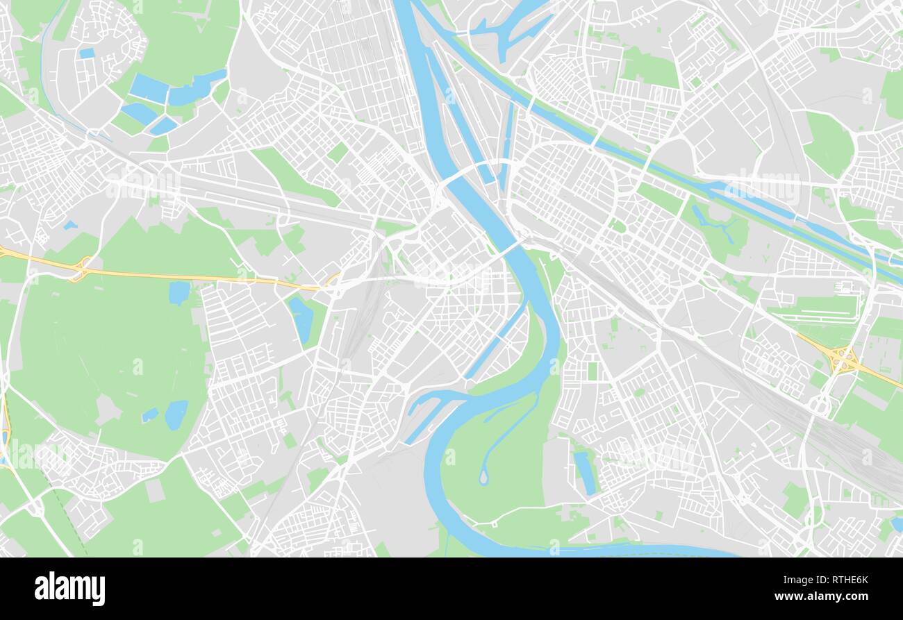 Ludwigshafen, Germania stampabile cartina stradale in stile classico con colori di tutte le autostrade, strade e ferrovie. Utilizzare questa mappa per qualsiasi tipo di cifra Illustrazione Vettoriale