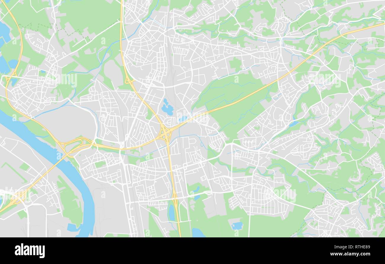 Leverkusen, Germania stampabile cartina stradale in stile classico con colori di tutte le autostrade, strade e ferrovie. Utilizzare questa mappa per qualsiasi tipo di apparecchiatura digitale Illustrazione Vettoriale