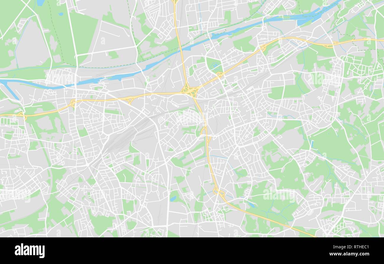 Herne, Germania stampabile cartina stradale in stile classico con colori di tutte le autostrade, strade e ferrovie. Utilizzare questa mappa per qualsiasi tipo di informazioni digitali Illustrazione Vettoriale