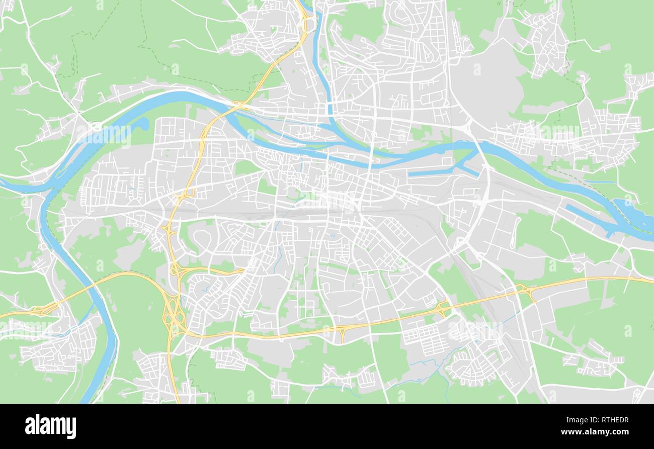 Regensburg, Germania stampabile cartina stradale in stile classico con colori di tutte le autostrade, strade e ferrovie. Utilizzare questa mappa per qualsiasi tipo di apparecchiatura digitale Illustrazione Vettoriale