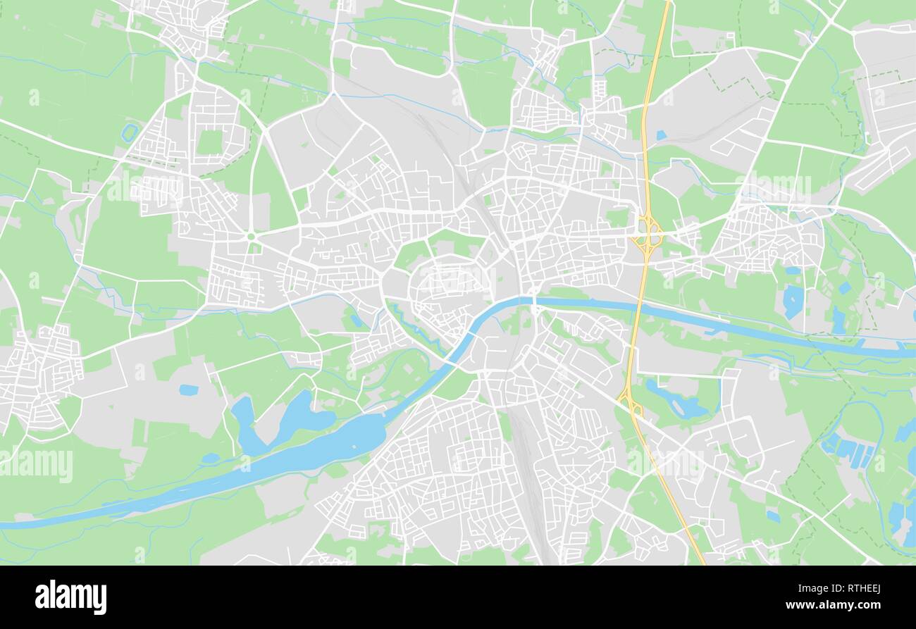 Ingolstadt, Germania stampabile cartina stradale in stile classico con colori di tutte le autostrade, strade e ferrovie. Utilizzare questa mappa per qualsiasi tipo di apparecchiatura digitale Illustrazione Vettoriale