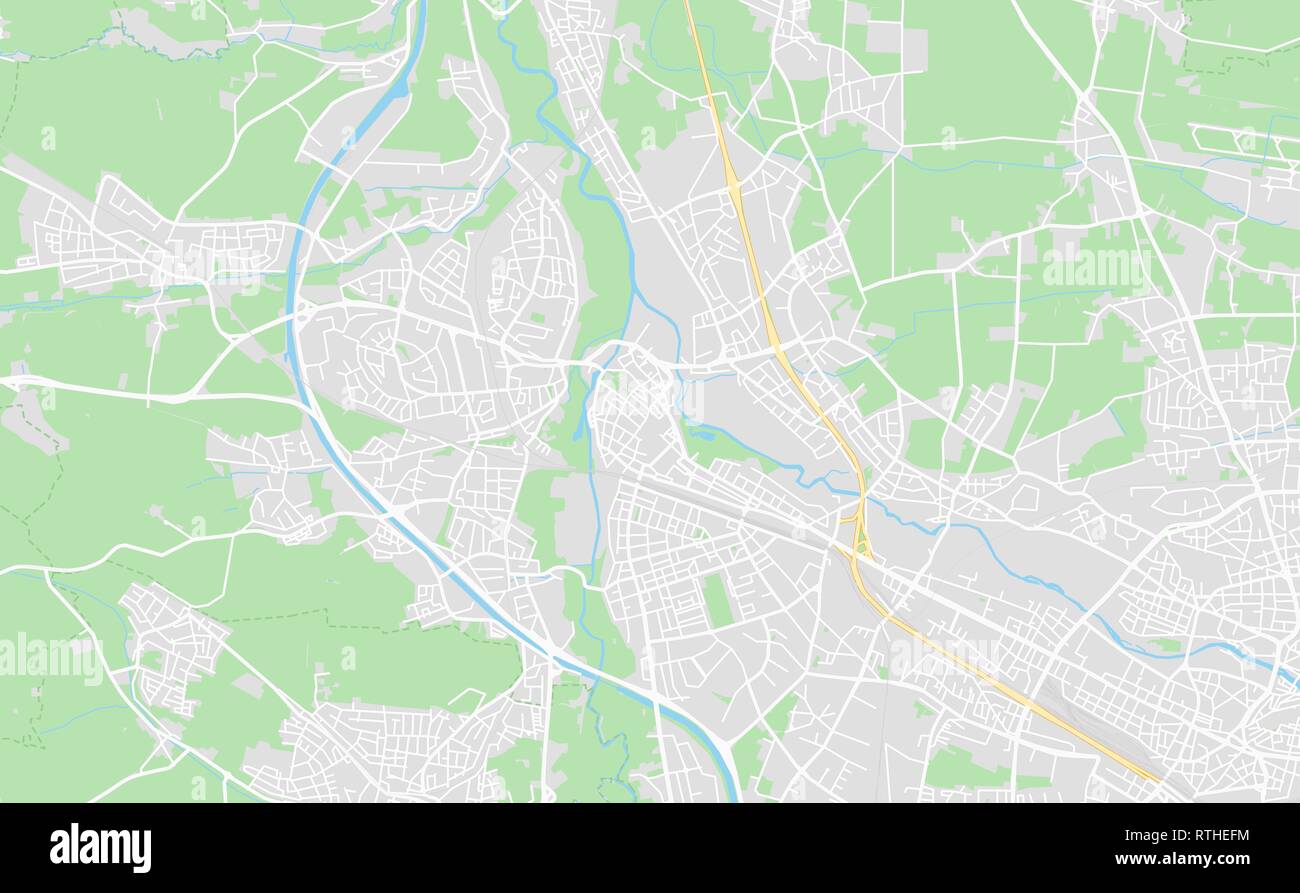 Fuerth, Germania stampabile cartina stradale in stile classico con colori di tutte le autostrade, strade e ferrovie. Utilizzare questa mappa per qualsiasi tipo di apparecchiatura digitale inf Illustrazione Vettoriale