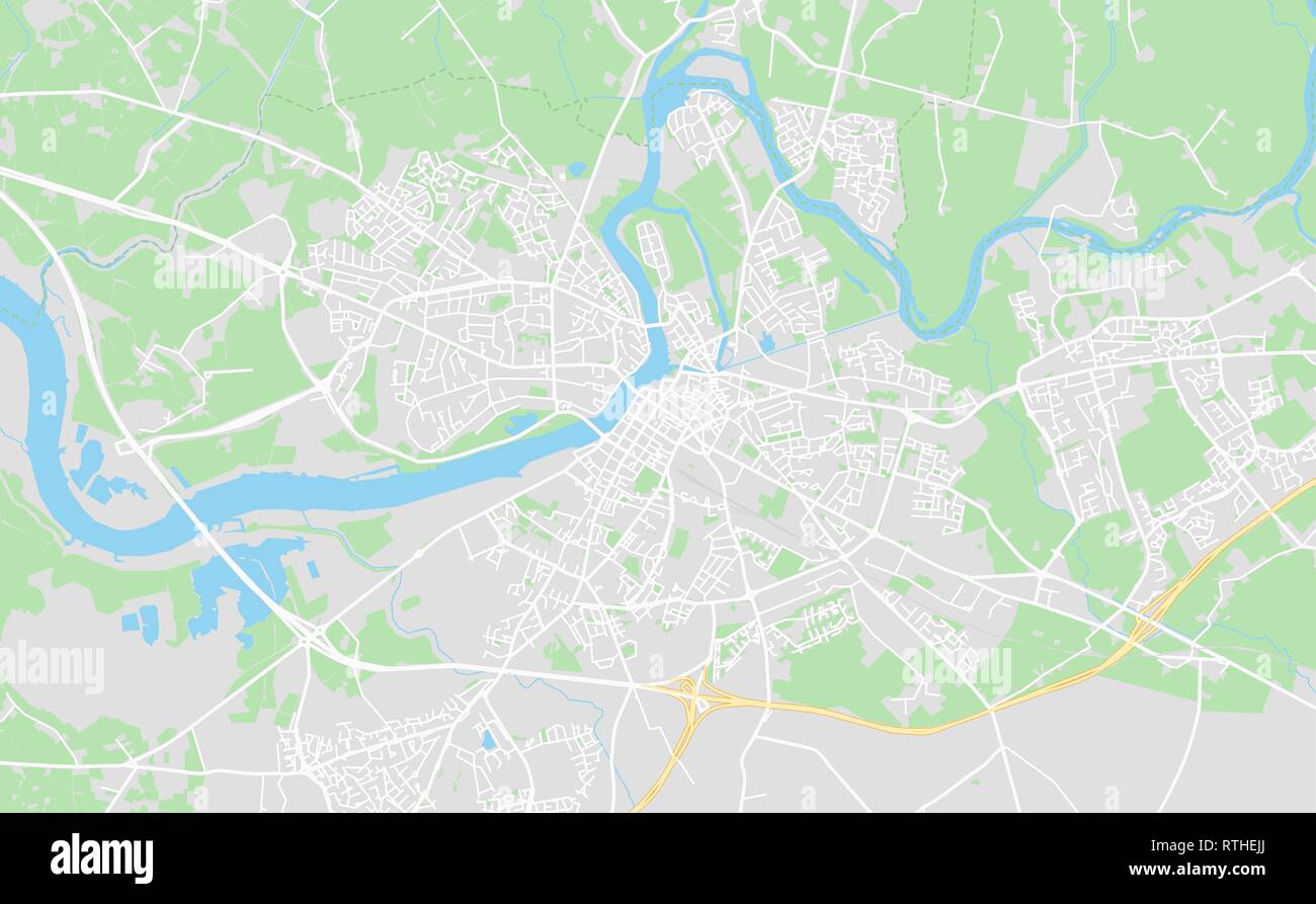 Limerick, Irlanda downtown mappa stradale in stile classico con colori di tutte le autostrade, strade e ferrovie. Illustrazione Vettoriale