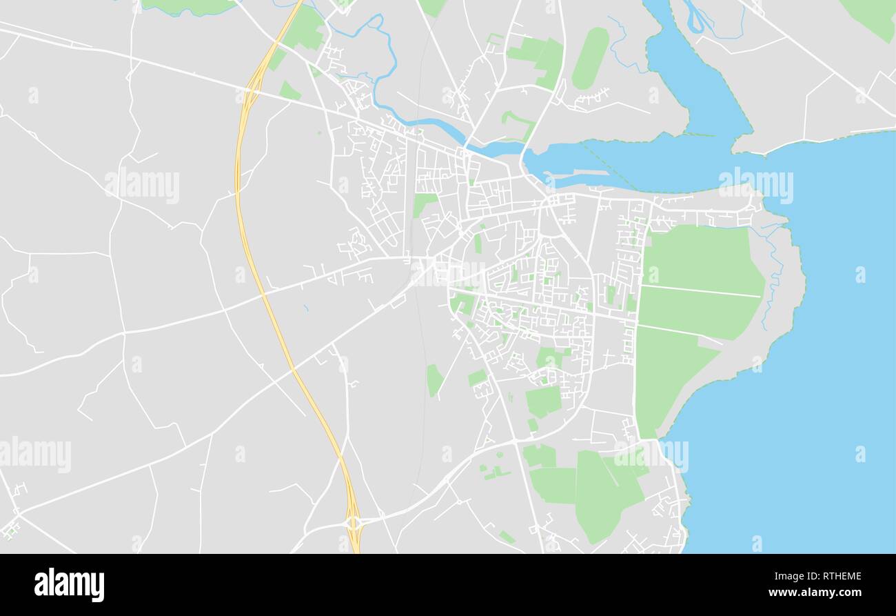 Dundalk, Irlanda downtown mappa stradale in stile classico con colori di tutte le autostrade, strade e ferrovie. Illustrazione Vettoriale