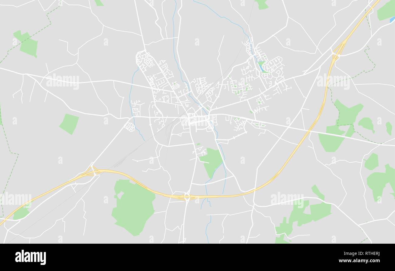 Port Laoise, Irlanda downtown mappa stradale in stile classico con colori di tutte le autostrade, strade e ferrovie. Illustrazione Vettoriale