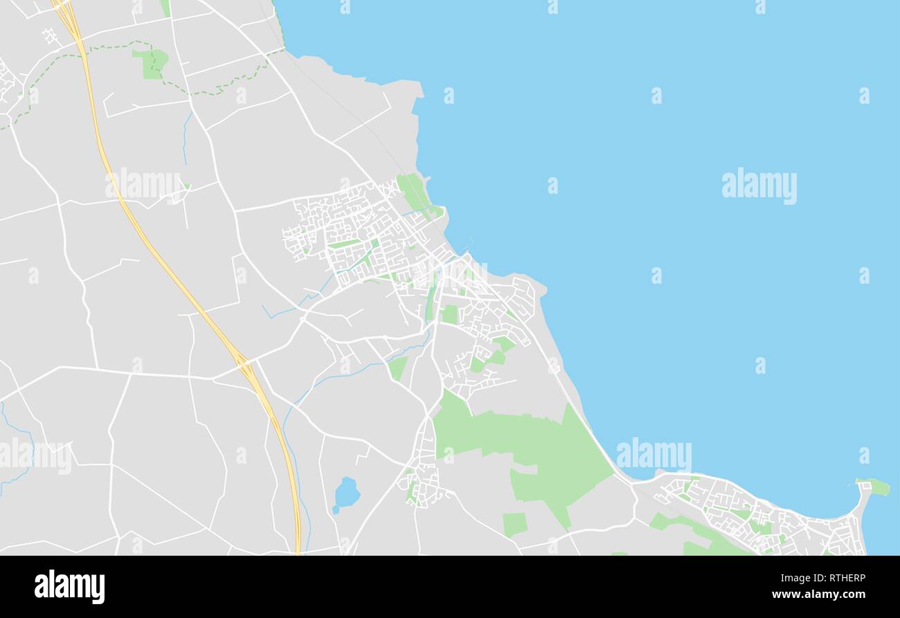 Balbriggan, Irlanda downtown mappa stradale in stile classico con colori di tutte le autostrade, strade e ferrovie. Illustrazione Vettoriale