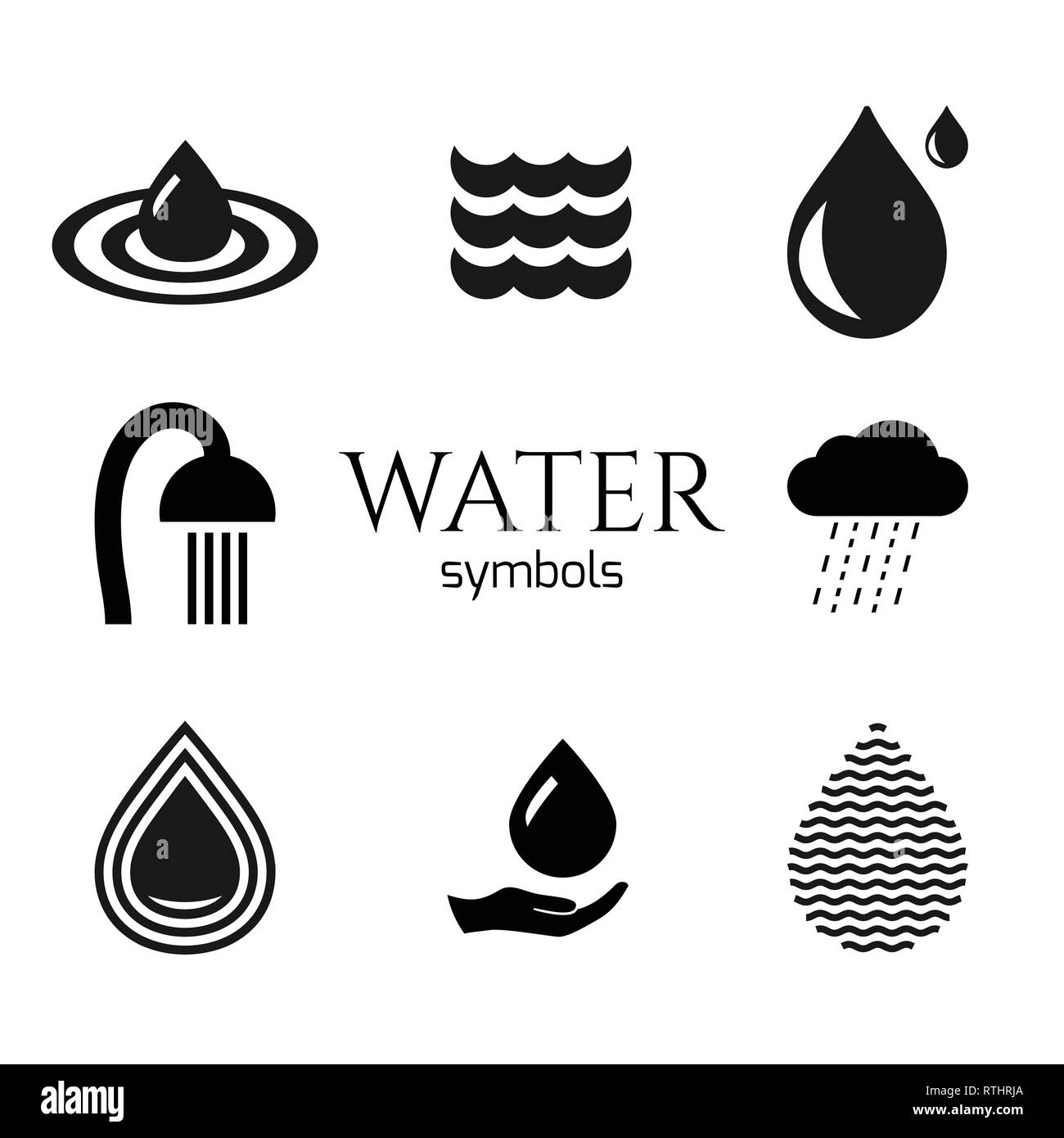 Abstract Water drop set di simboli. Vettore concetto creativo icone. Illustrazione Vettoriale