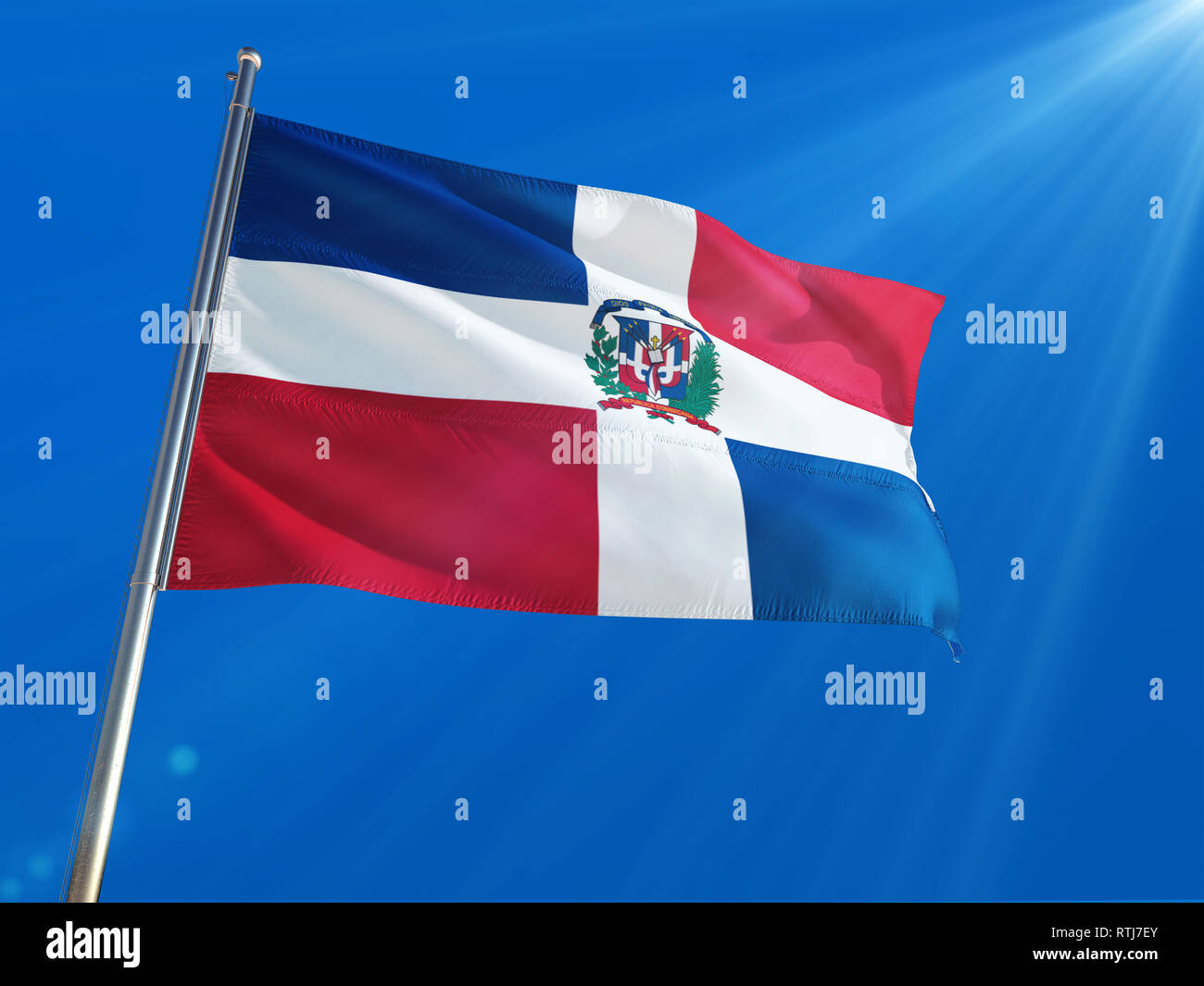 Repubblica Nazionale Dominicana Bandiere Ufficiali Con Colori E Proporzioni Corretti Bandiera Della Illustrazione Vettoriale Eps 219709447