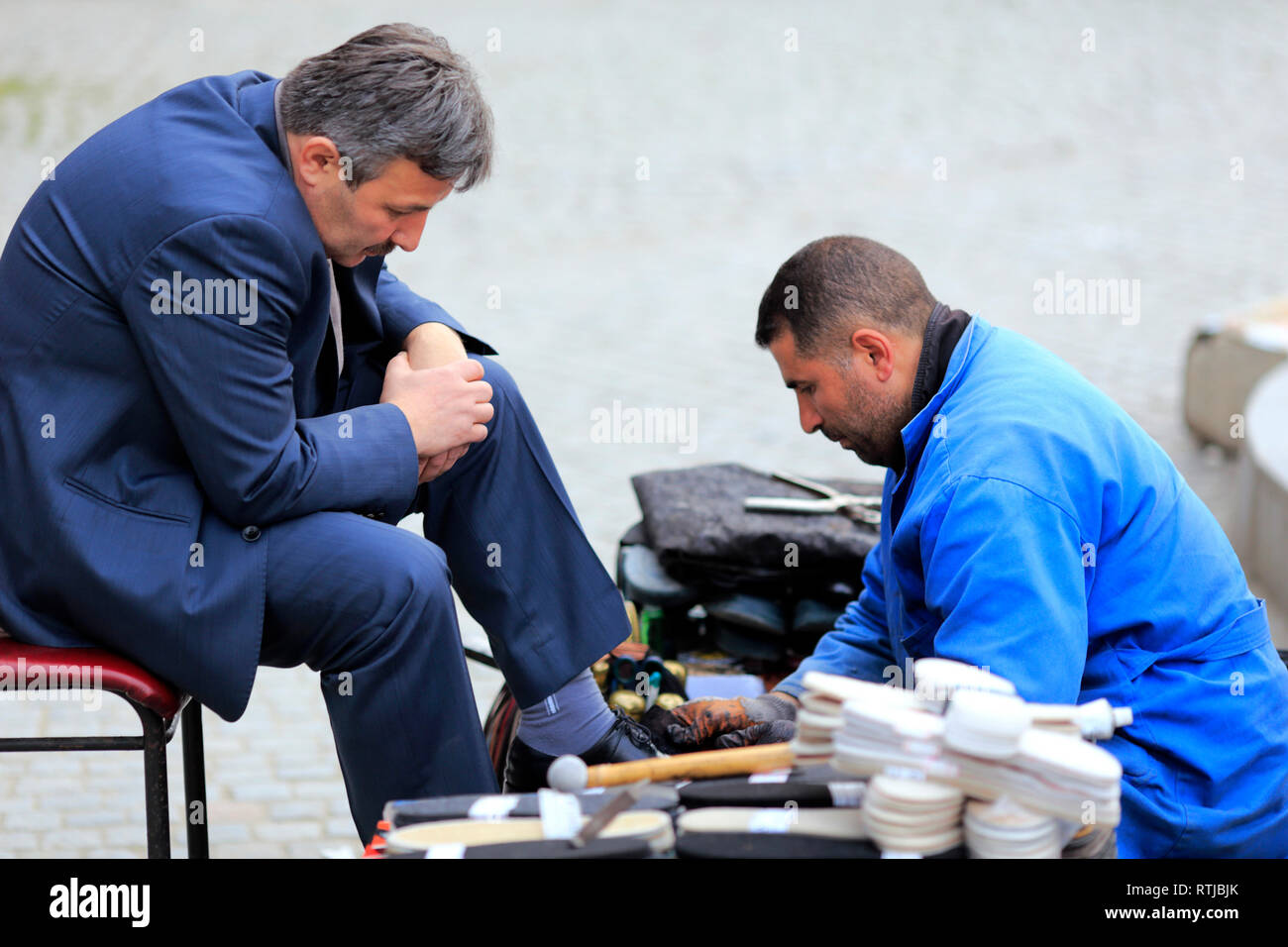 Calzatura lucidatrice, Istanbul, Turchia Foto Stock