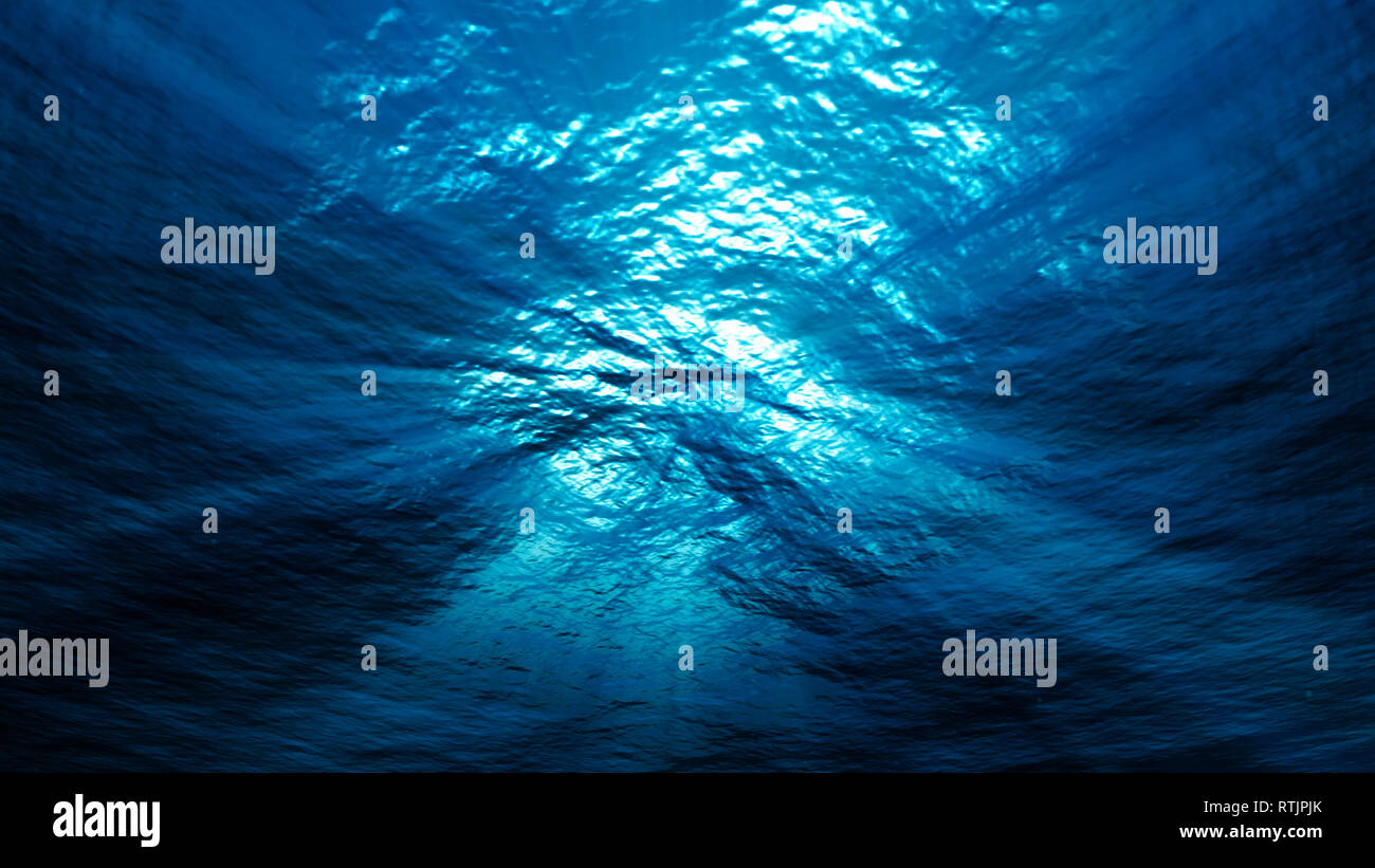Luce subacquea blu astratto Sfondo oceano Foto Stock