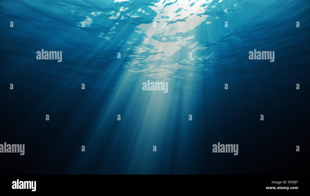 Luce subacquea blu astratto Sfondo oceano Foto Stock