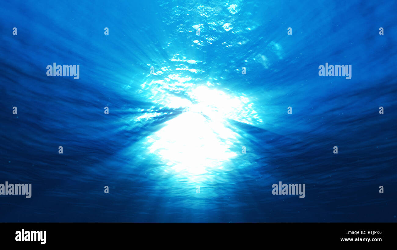 Luce subacquea blu astratto Sfondo oceano Foto Stock