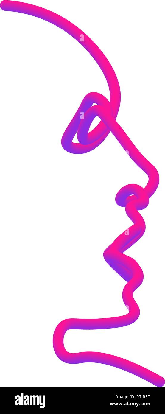 Uomo di una linea. Illustrazione vettoriale di un uomo nero faccia su uno sfondo bianco. Illustrazione Vettoriale