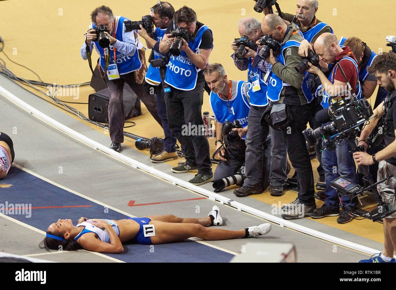 Glasgow, Regno Unito. 1 Mar, 2019. Katarina Johnson-Thompson win gold nel pentathlon Europeo di Atletica Leggera Indoor Championships 2019. Credito: Pawel Pietraszewski/Alamy Live News Foto Stock