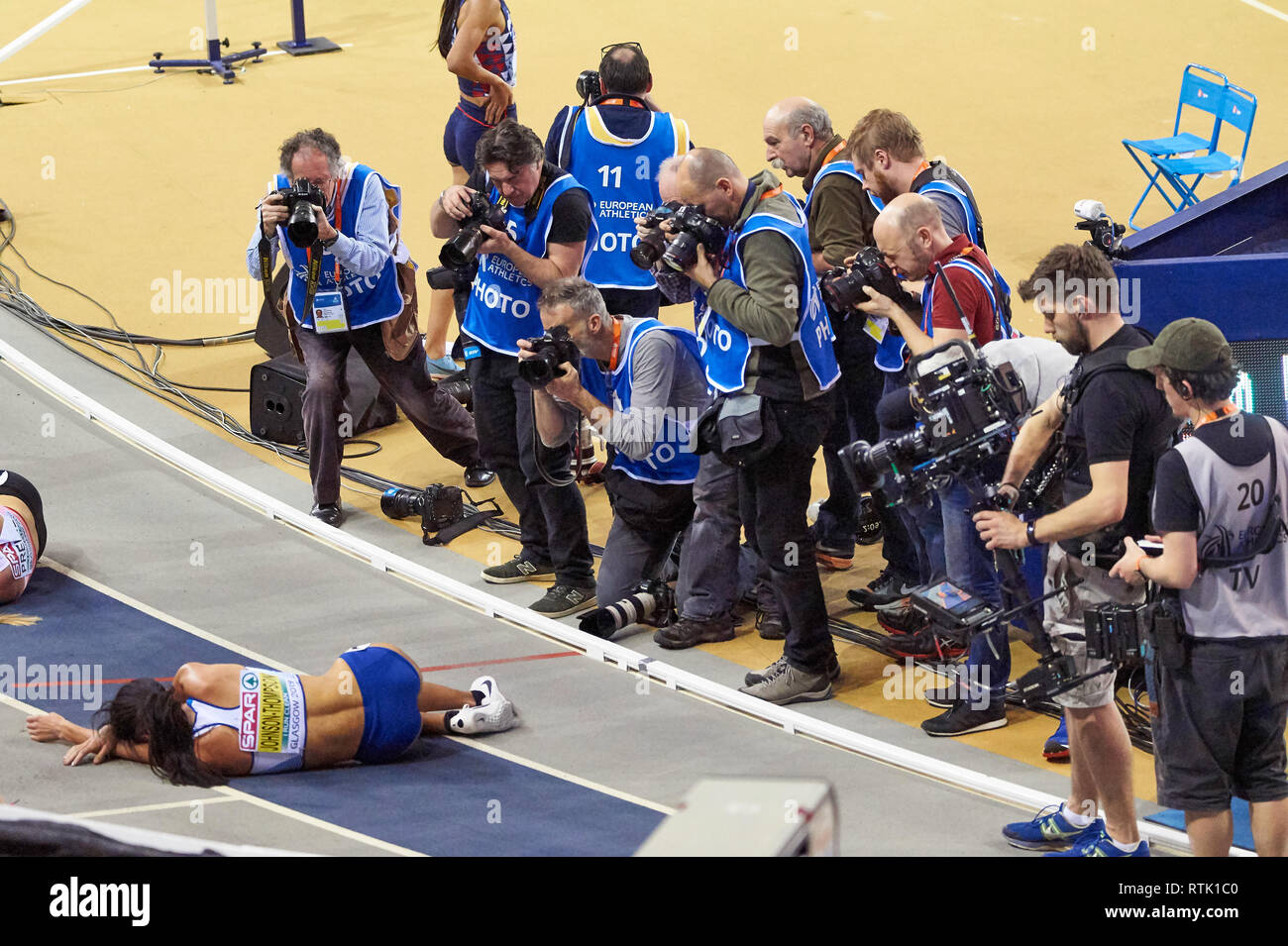 Glasgow, Regno Unito. 1 Mar, 2019. Katarina Johnson-Thompson win gold nel pentathlon Europeo di Atletica Leggera Indoor Championships 2019. Credito: Pawel Pietraszewski/Alamy Live News Foto Stock