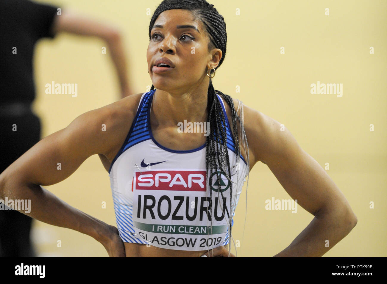 Glasgow, Regno Unito. 2 marzo 2019. Europeo di Atletica Leggera Indoor campionati, Emirates Arena di Glasgow. Il 2 marzo 2019. Credito: Nigel Bramley/Alamy Live News Foto Stock