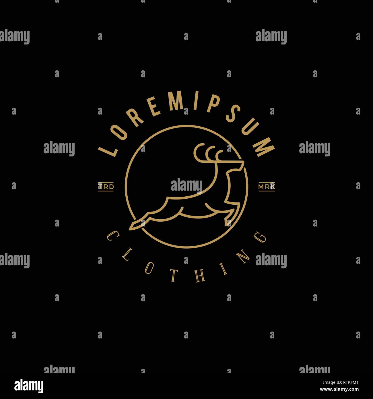 Linea di cervi arte emblema con uno stile classico moderno adatto per industria creativa, alimenti e bevande, caccia, avventura, divertimento, educative, Shop, un Illustrazione Vettoriale